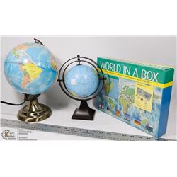 SET OF 2 GLOBES 1 W/LIGHT & DESK TOP