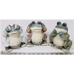 "HEAR, SEE, SPEAK NO EVIL" SET OF FROGS