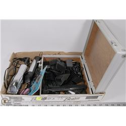 CONAIR TRIMMER, SHAVER W/2 SCISSORS & A CASE OF