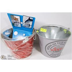 A NEW BUDWEISER ICE BUCKET & A COORS LIGHT ICE