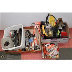 LARGE BOX WITH ASSORTED ELECTRICAL, HARDWARE
