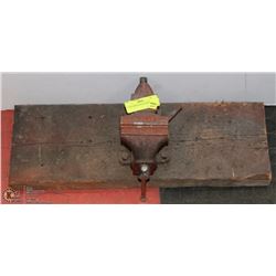 3" VICE MOUNTED ON WOOD BASE