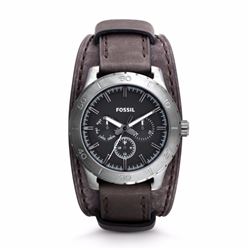 NEW FOSSIL DAYDATE LEATHER STRAP MEN WATCH 43MM