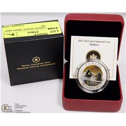 2013 CANADIAN 25CENT "MALLARD" COLOURED