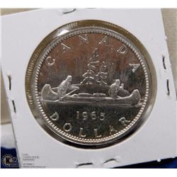 60) 1965 CANADIAN SILVER DOLLAR UNCIRCULATED.