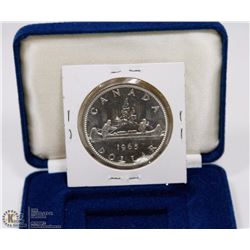 64) 1965 CANADIAN SILVER DOLLAR UNCIRCULATED.