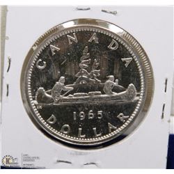 63) 1965 CANADIAN SILVER DOLLAR UNCIRCULATED.