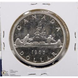75) 1965 CANADIAN SILVER DOLLAR UNCIRCULATED.