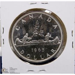 62) 1965 CANADIAN SILVER DOLLAR UNCIRCULATED.