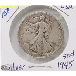 151) 1945 US WALKING LIBERTY SILVER HALF DOLLAR
