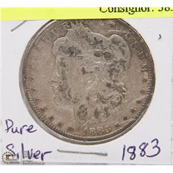 141) 1883 US MORGAN SILVER DOLLAR CIRCULATED.