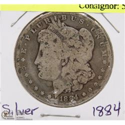 128) 1884 US MORGAN SILVER DOLLAR CIRCULATED.