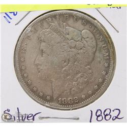 142) 1882 US MORGAN SILVER DOLLAR CIRCULATED.
