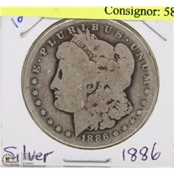 127) 1886 US MORGAN SILVER DOLLAR CIRCULATED.