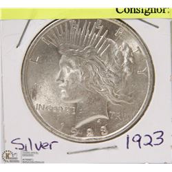 120) 1923 US PEACE SILVER DOLLAR CIRCULATED.