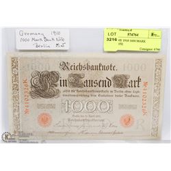 GERMANY 1910 1000 MARK BANKNOTE