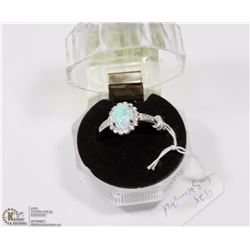 #53-WHITE FIRE OPAL & CZ RING
