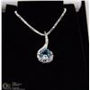 Image 1 : #115-GENUINE BLUE TOPAZ & CZ PENDANT NECKLACE