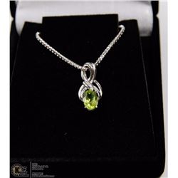 #114-GENUINE GREEN PERIDOT PENDANT NECKLACE