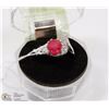 Image 1 : #128-NATURAL RED RUBY & CZ RING