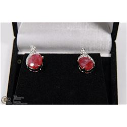 #127-NATURAL RED RUBY & CZ  EARRINGS
