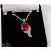 Image 1 : #126-NATURAL RED RUBY & CZ PENDANT NECKLACE