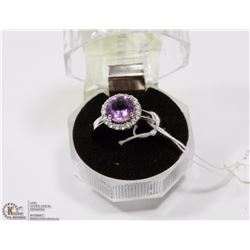 #129-NATURAL AMETHYST & CZ RING