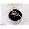 Image 1 : #129-NATURAL AMETHYST & CZ RING