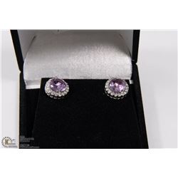 #130- NATURAL AMETHYST & CZ EARRINGS