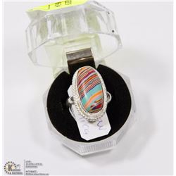 #39-RAINBOW CALSILICA GEMSTONE RING