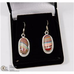 #38-RAINBOW CALSILICA GEMSTONE EARRINGS