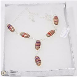 #36-RAINBOW CALSILICA GEMSTONE NECKLACE