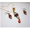 Image 1 : #15 - GOLD TONE & AMBER & CLEAR CRYSTAL SET