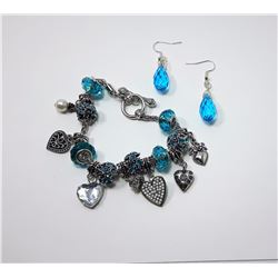 #9 - TURQUOISE CRYSTAL PANDORA STYLE BRACELET