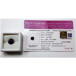 #11 - CZ 5.114 CT ROUND VIOLET  GEMSTONE & COA