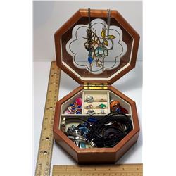 #2 - STAINED GLASS  JEWELRY BOX & CONTENTS
