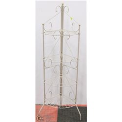 BEIGE WROUGHT IRON CORNER UNIT WITH 4 SHELVES