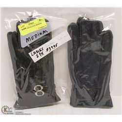 2PK LEATHER GLOVES MEDIUM
