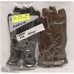 2PK LEATHER GLOVES MEDIUM