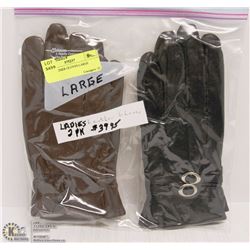 2PK LEATHER GLOVES LARGE