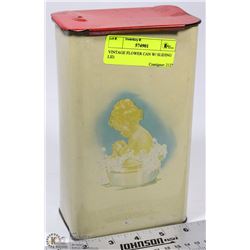 VINTAGE FLOWER CAN W/ SLIDING LID.