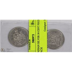 2 CANADIAN SILVER 50 CENT PIECES 1960 EACH