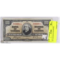 1937 CANADIAN $100.00 BILL