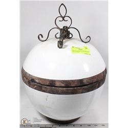 VINTAGE CRACKLED STONEWARE URN 16” HIGH