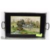 Image 1 : SERVING TRAY WITH STAGE COACH MOTIF