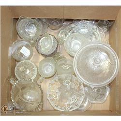 ESTATE BOX OF CUT GLASS SERVING & ORNAMENTAL