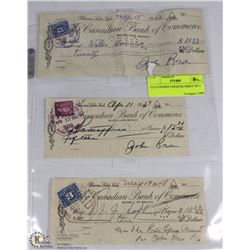 OLD CASHED CHEQUES SHEET OF 3