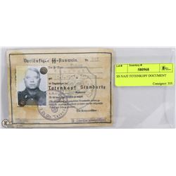 SS NAZI TOTENKOPF DOCUMENT