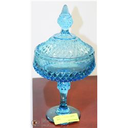 ESTATE BLUE GLASS LIDDED DISH
