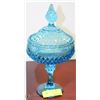 Image 1 : ESTATE BLUE GLASS LIDDED DISH